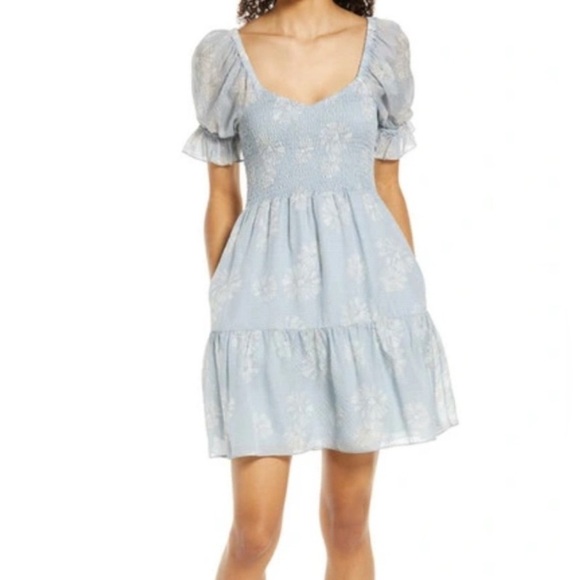 Madewell Silk Lucie Smocked Mini Dress in Moody Blue size XL - Picture 1 of 14